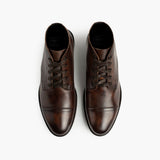 Cadet Rich Mahogany Leather Boots - Reinforced Heel Counter & Precision Double-Row Stitching Detail