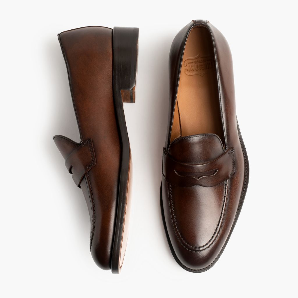 Lincoln Rich Mahogany Leather Sneakers - Reinforced Heel Counter & Precision Double-Row Stitching Detail