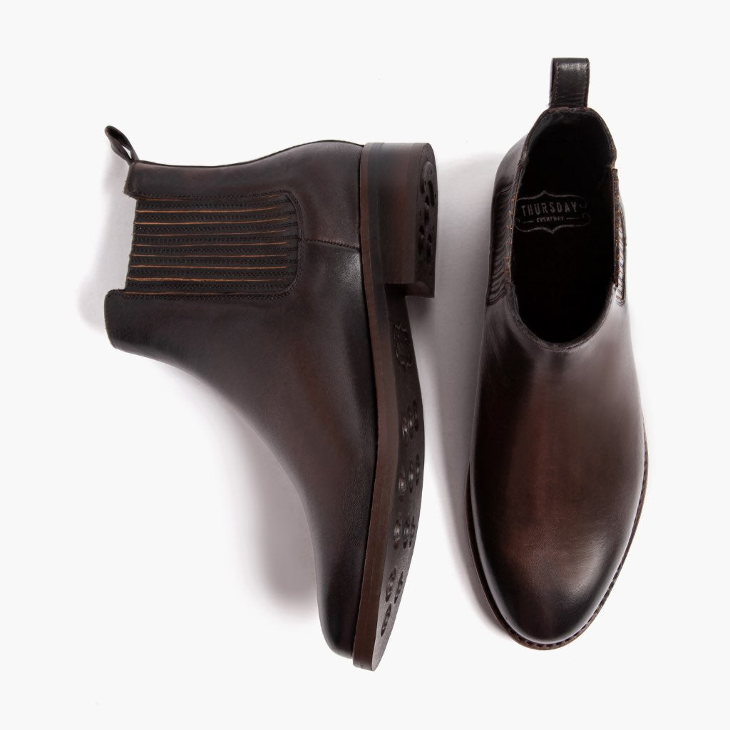 Dreamer Black Coffee Leather Boots - Reinforced Heel Counter & Precision Double-Row Stitching Detail