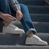 High-Traction Rubber Outsole & Lug Tread Pattern on Murphy Low Top White Leather Sneakers