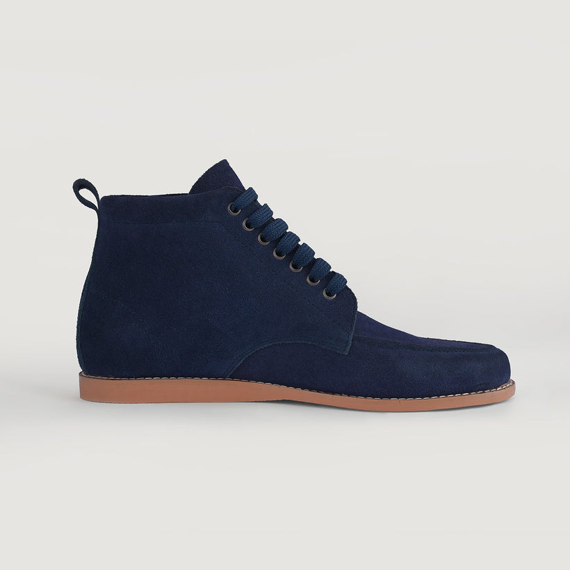 Bearman Moc Toe Blue Suede Boots