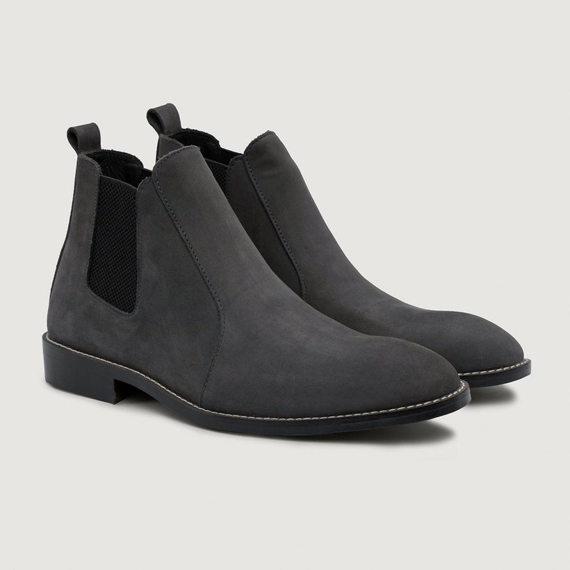 Clarkson Chelsea Grey Nubuck Leather Boots - StudGuard