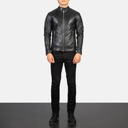 Men's Fernando Quilted Brown Suede Biker Jacket - Lateral Side Profile View Showing Sleeve Cut & Athletic Taper Fit