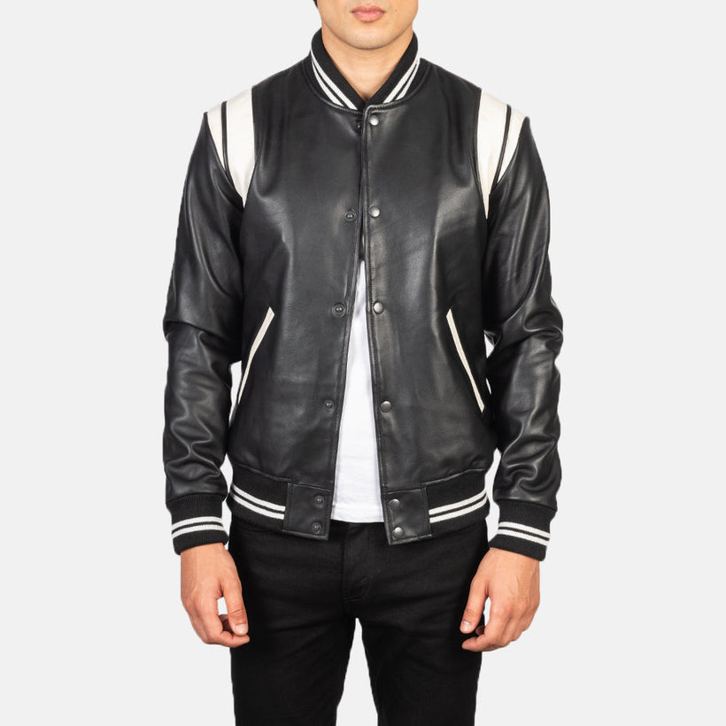 [FS] Dantee Black Leather Varsity Jacket