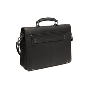 Solid Antique Brass Hardware &amp; Heavy-Duty Dual Zipper Detail on Stuttgart Full-Grain Leather Briefcase