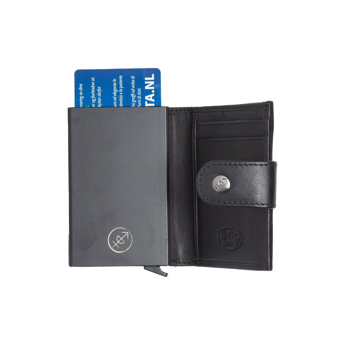 
Classic 100% Full-Grain Leather Card Holder - Rear Perspective Showing Reinforced Leather Straps & Stitching