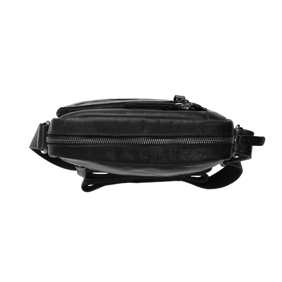 
Dessau Full-Grain Leather Crossbody Bag - Structured Side Profile Showing Gusset Depth & Expansion Capacity