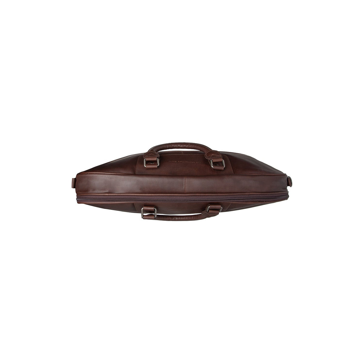Close-Up Detail of Classic Collar &amp; Heavy-Duty Zipper Hardware on Leather Garment Bag Josh