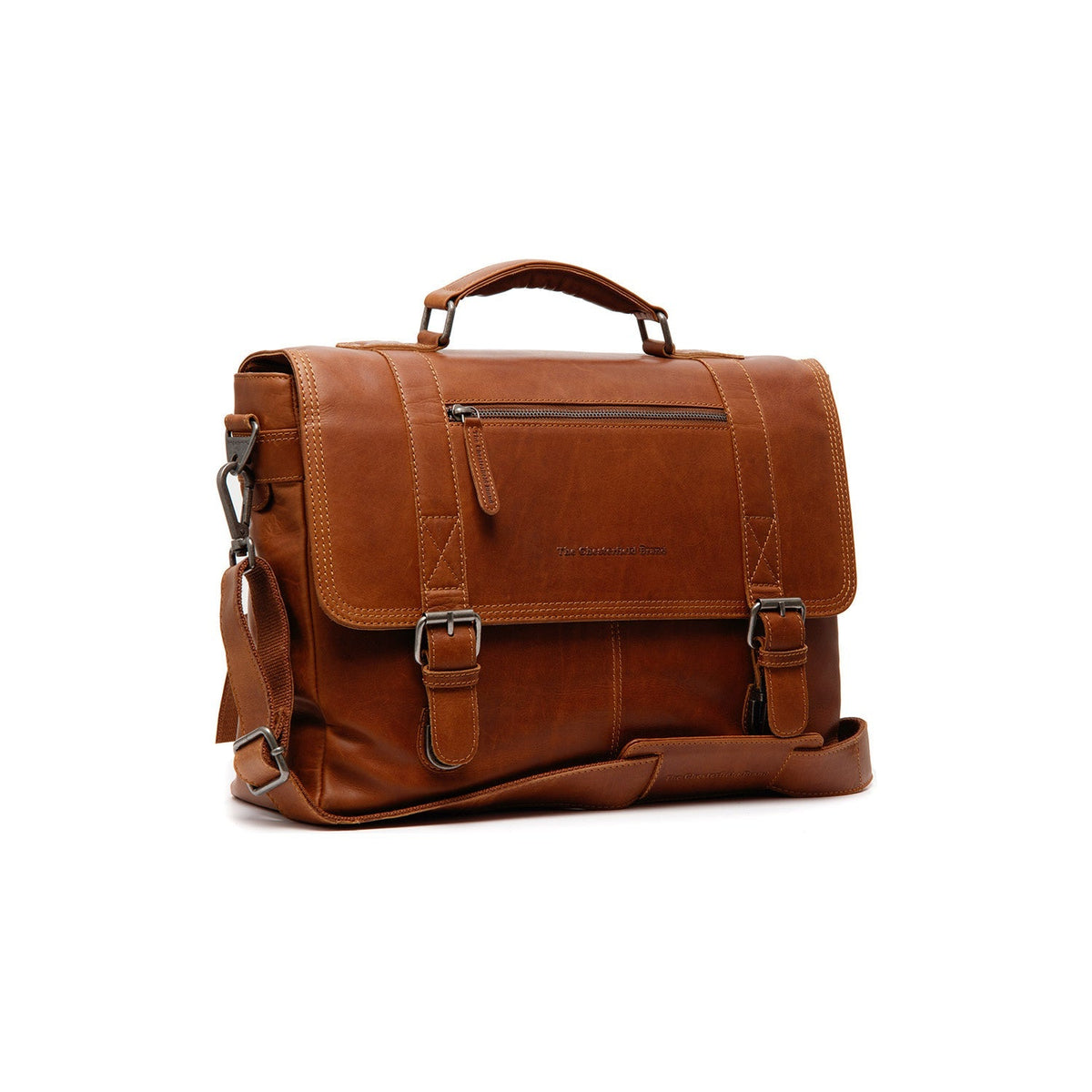
Imperia Full-Grain Leather Laptop Bag in Classic 100% Full-Grain Leather - Full Exterior Front Profile View | Buy Online