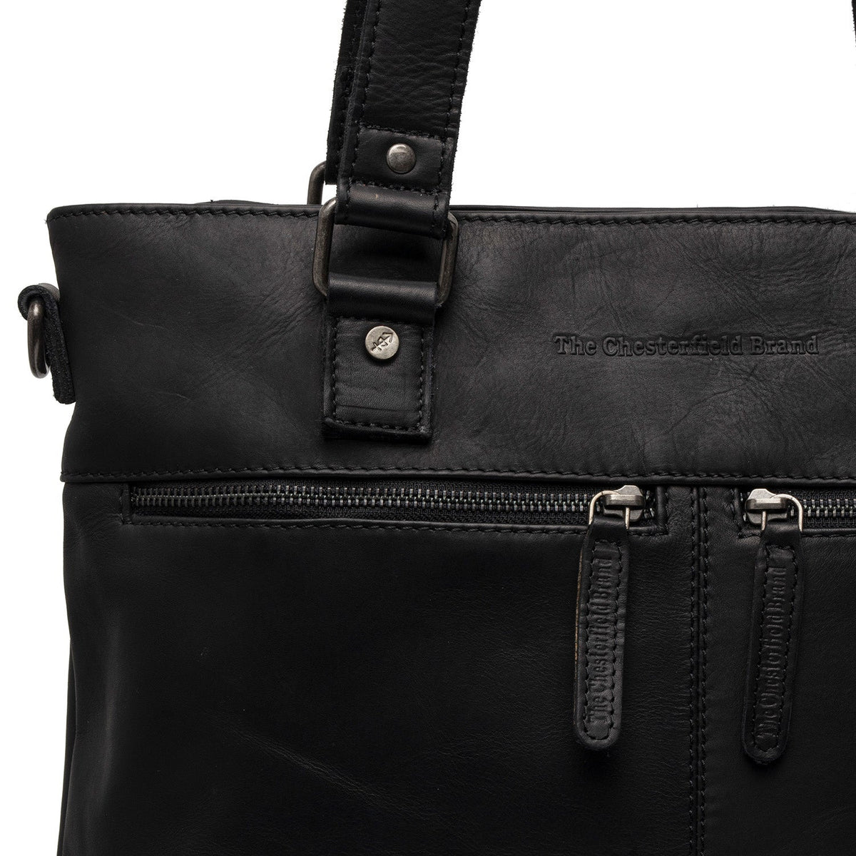 
Solid Antique Brass Hardware & Heavy-Duty Dual Zipper Detail on Rome Full-Grain Leather Shopper