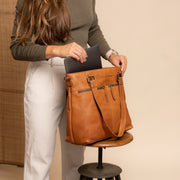 
Classic 100% Full-Grain leather Bag - Rear Perspective Showing Reinforced Leather Straps & Stitching