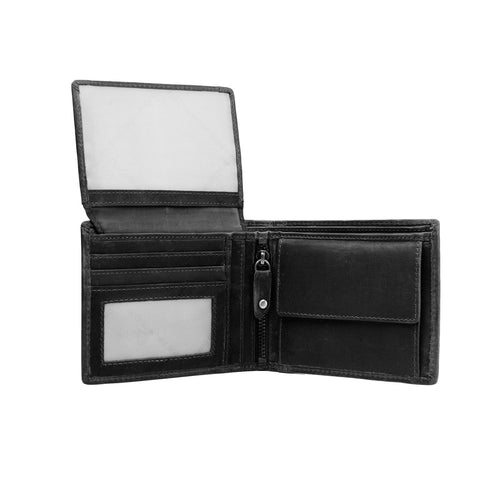 Classic 100% Full-Grain leather Wallet - Rear Perspective Showing Reinforced Leather Straps & Stitching