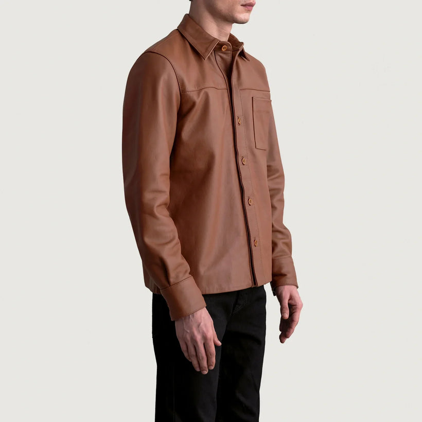 Scout Matte Brown Leather Shirt